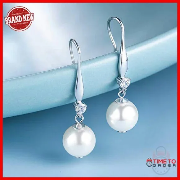 925 Sterling Silver Pearl Drop Earrings Hypoallergenic Infinity Design
